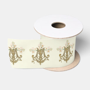 Ruban En Satin Élégante Vierge religieuse Marie Lys Gold Catholiq