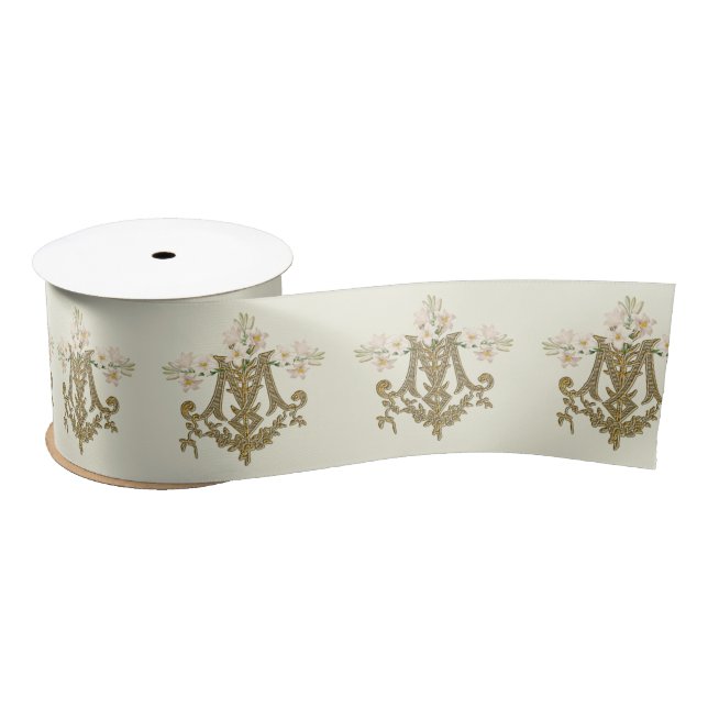 Ruban En Satin Élégante Vierge religieuse Marie Lys Gold Catholiq (Bobine)
