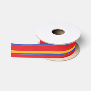 Ruban En Satin Elégantes bandes colorées, Bleu Rouge et Jaune