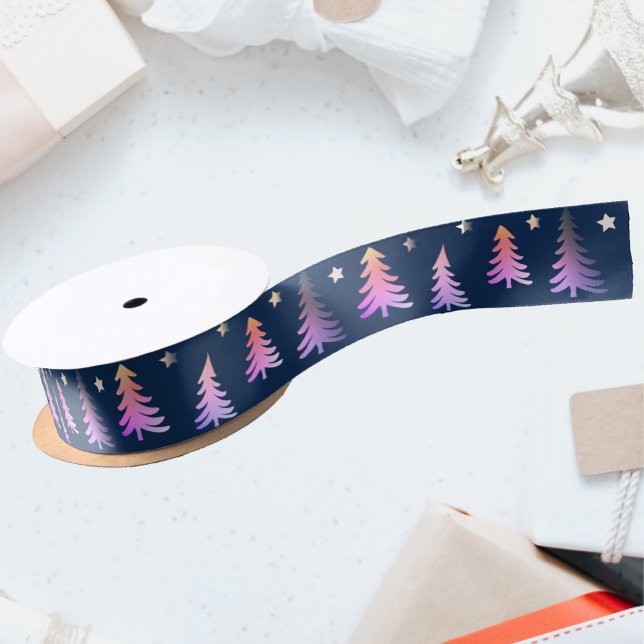 Ruban En Satin Élégants arbres de Noël rose bleu (Créateur téléchargé)