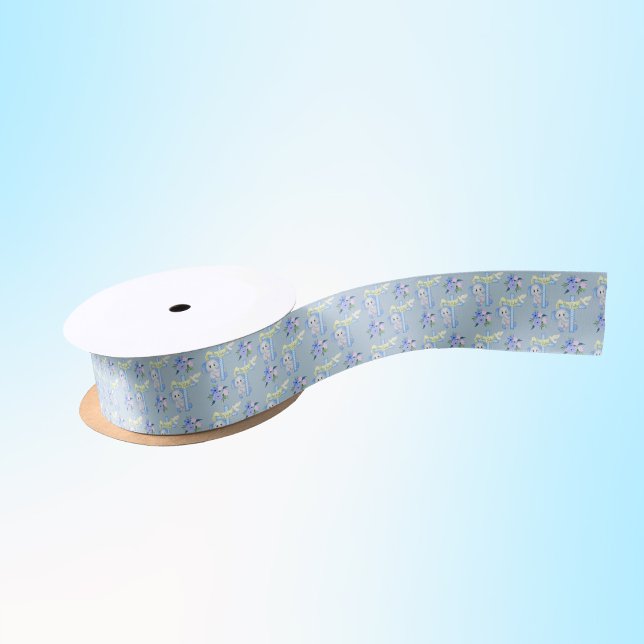 Ruban En Satin Elephant Bébé avec Dove Croix Joyeux Baptême (Créateur téléchargé)