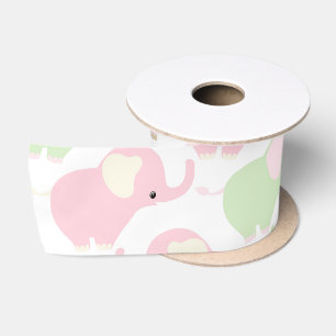 Ruban En Satin Éléphant mignon neutre de bébé de genre