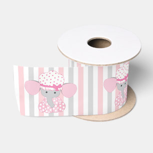 Ruban En Satin Éléphant rose de beau bébé