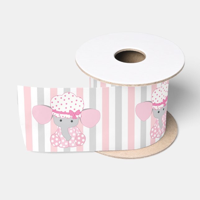Ruban En Satin Éléphant rose de beau bébé (Bobine)