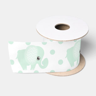 Ruban En Satin Éléphant turquoise neutre de beau bébé