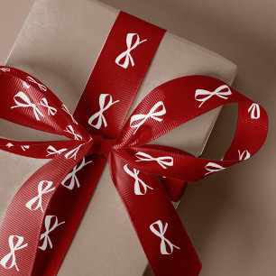 Ruban En Satin Emballage cadeau de Noël à nœud rouge blanc minima