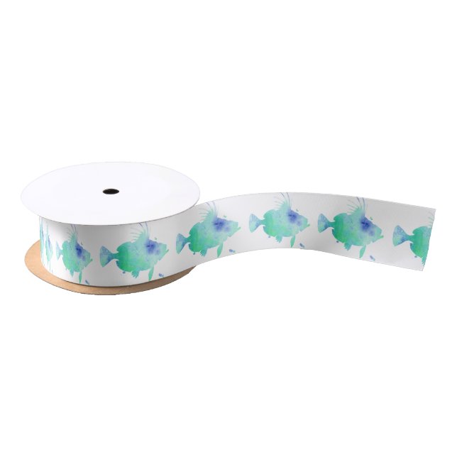 Ruban En Satin emballage d'aqua de poissons d'océan (Bobine)