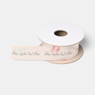 Ruban En Satin Emballage de texte personnalisé d'art floral rose 