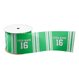 Ruban En Satin Emerald Green White Team Jersey Numéro personnalis