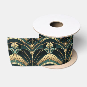 Ruban En Satin Émeraude et Or Thème Art Déco Années 1920 Large