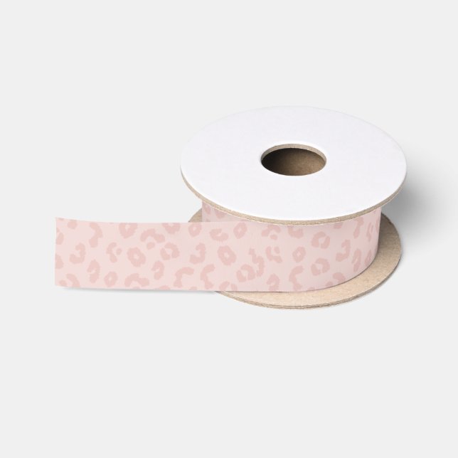 Ruban En Satin Empreinte de léopard en rose (Bobine)