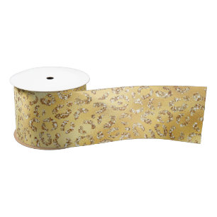 Ruban En Satin Empreinte de léopard Parties scintillant Gold Faux