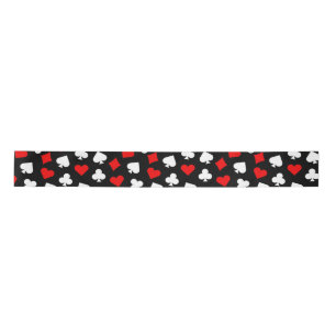 Ruban En Satin Enseignes de cartes de casino noir rouge et blanc