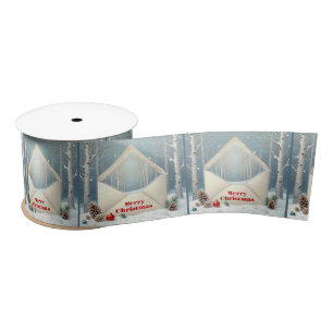 Ruban En Satin Enveloppe de Noël avec bouleaux