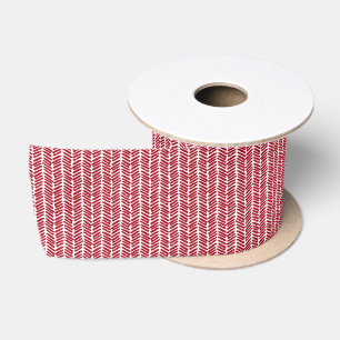 Ruban En Satin Enveloppement Cadeau de Noël avec Zigzag blanc rou