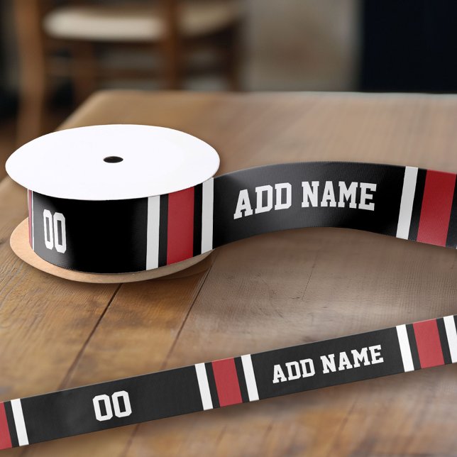Ruban En Satin Équipe Jersey avec nom et numéro personnalisés (Custom Ribbon - add your personalized text)