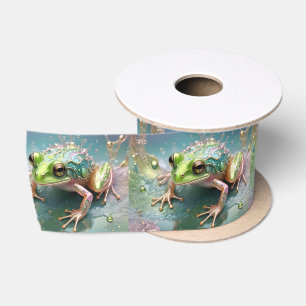 Ruban En Satin "Essence d'émeraude : Grenouille verte en art frac