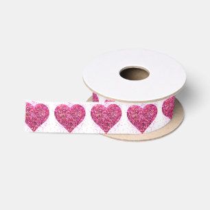 Ruban En Satin Étincelle rose parties scintillant coeur amour