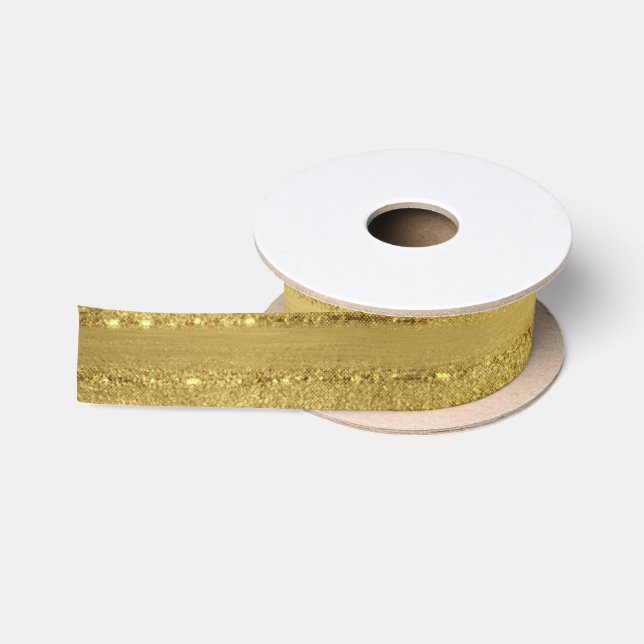 Ruban En Satin Étincelles d'or - parties scintillantes de Faux (Bobine)