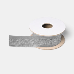 Ruban En Satin Étincelles - la brosse frotte Silver1 1,5"
