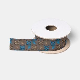 Ruban En Satin Étiquettes bleues Brown et emballage cadeau du
