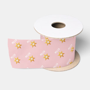 Ruban En Satin Étoile de David dorée Hanukkah Monogramme