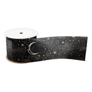 Ruban En Satin Étoiles de lune Céleste Mystique étoile Nuit Noire