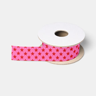 Ruban En Satin Étoiles do-it-yourself couleurs Hot rose Rouge Sat