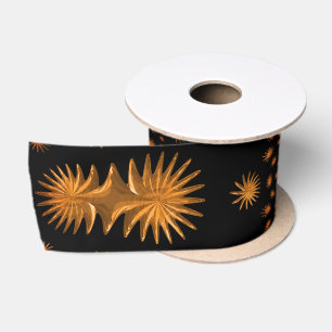 Ruban En Satin étoiles d'or fractal, arrière - plan noir