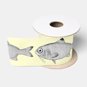 Ruban En Satin Étrange dessin de poisson vintage