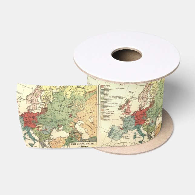 Ruban En Satin Europe Carte Pays Antique Mondiale (Bobine)