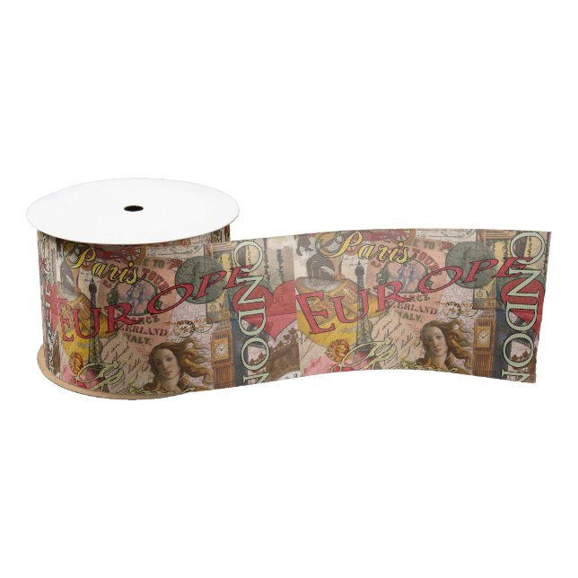 Ruban En Satin Europe Travel Vintage (Bobine)