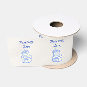 Ruban En Satin Fabriqué avec Amour Cadeau de Mariage Bleu et Bl