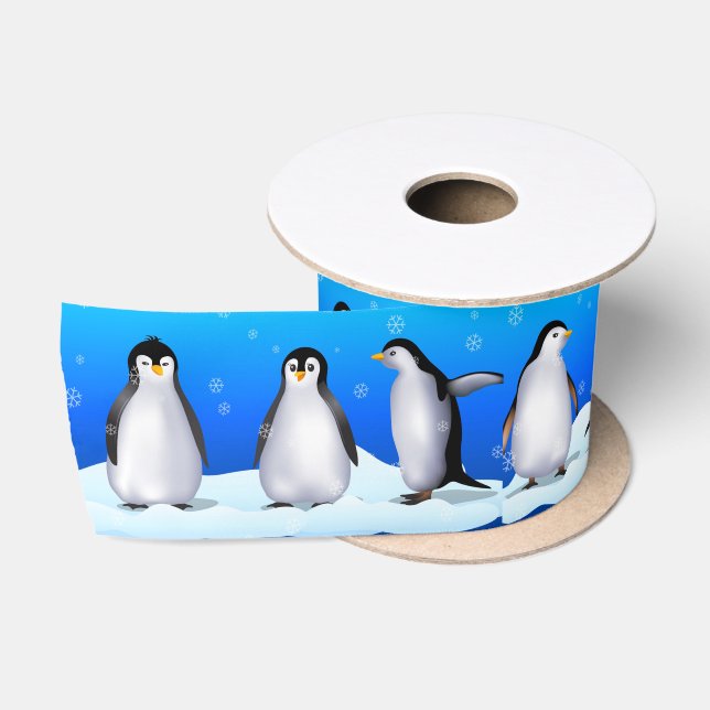 Ruban En Satin Famille Penguin (Bobine)
