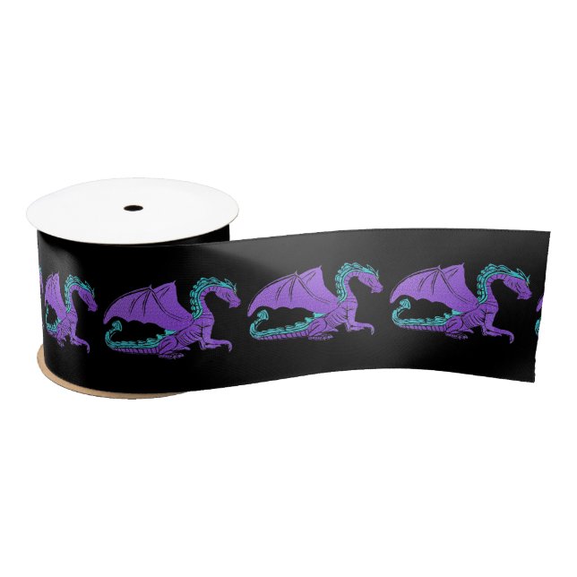Ruban En Satin Fantastique Dragon violet et bleu v2 (Bobine)
