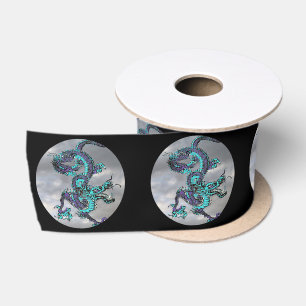 Ruban En Satin Fantastique Dragon violet et bleu v7