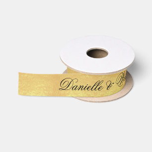 Ruban En Satin Faux Gold Foil Élégant Mariage de calligraphie noi