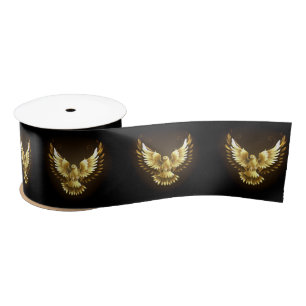 Ruban En Satin Faux Gold Foil Peace Dove en noir