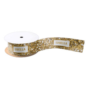 Ruban En Satin Faux Golden Yellow Parties scintillant Texture Loo