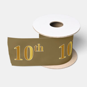 Ruban En Satin Faux/Imitation Gold "10th" Numéro d'événement (Bro