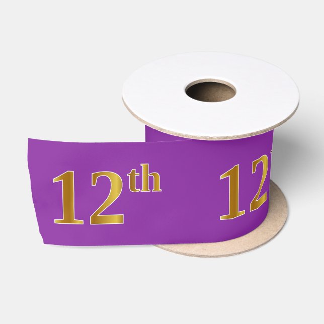 Ruban En Satin Faux/Imitation Gold "12ème" Numéro d'événement (vi (Bobine)