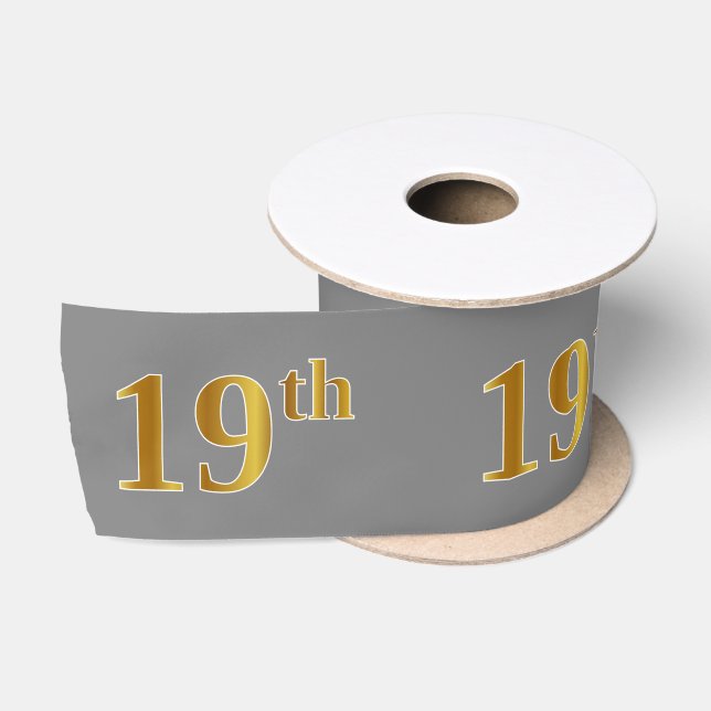 Ruban En Satin Faux/Imitation Gold "19e" Numéro d'événement (Gris (Bobine)