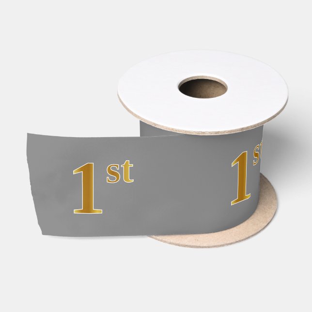 Ruban En Satin Faux/Imitation Gold "1st" Numéro d'événement (Gris (Bobine)
