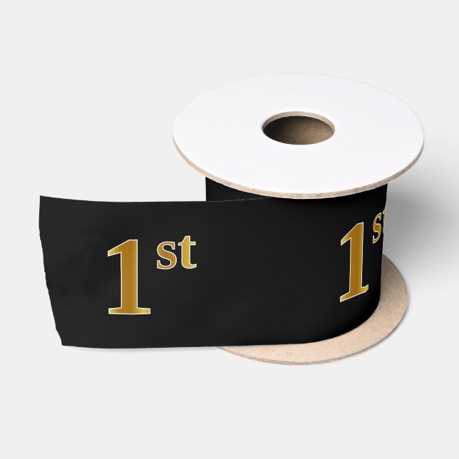 Ruban En Satin Faux/Imitation Gold "1st" Numéro d'événement (Noir (Bobine)