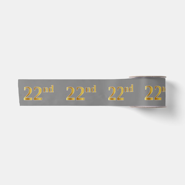 Ruban En Satin Faux/Imitation Gold "22e" Numéro d'événement (Gris (Devant)