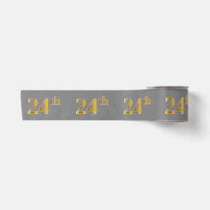 Ruban En Satin Faux/Imitation Gold "24th" Numéro d'événement (Gri
