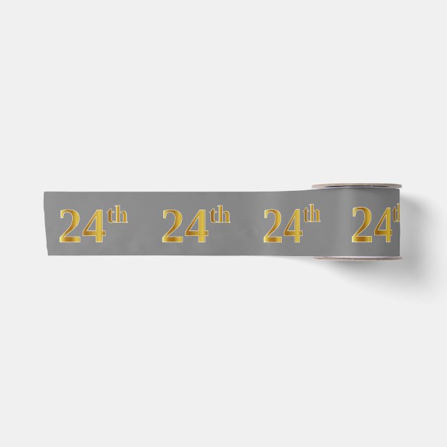 Ruban En Satin Faux/Imitation Gold "24th" Numéro d'événement (Gri (Devant)
