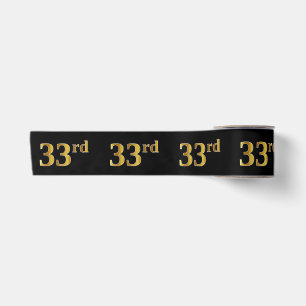Ruban En Satin Faux/Imitation Gold "33e" Numéro d'événement (Noir