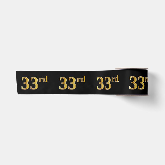 Ruban En Satin Faux/Imitation Gold "33e" Numéro d'événement (Noir (Devant)