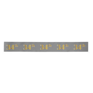Ruban En Satin Faux/Imitation Gold "34th" Numéro d'événement (Gri